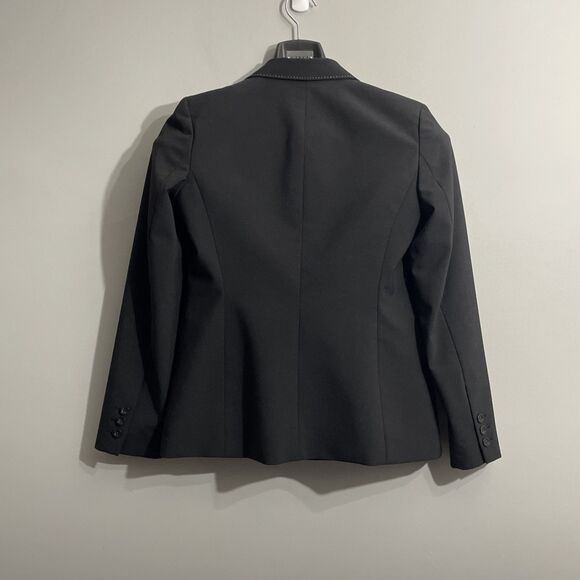 Anne Klein Women’s 8 Black Blazer White Contrast Stitching Classic Workwear - Picture 2 of 14